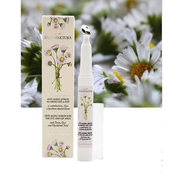 Anti-aging serum for eyes and lips with Daisy, Q10 and hyaluronic acid,Sérum proti stárnutí na oči a rty s sedmikráskou, Q10 a kyselinou hyaluronovou,Manufaktura