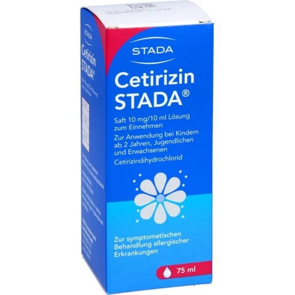 STADA cetirizine juice allergy medicine with measuring cup