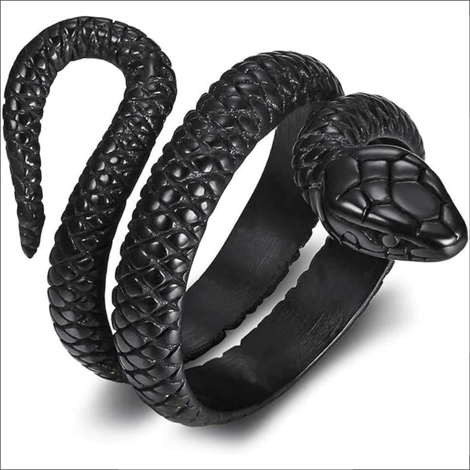 JewelryWe Jewellery Men's Ring Snake Ring Stainless Steel Double Row;Joyería Joyería Anillo para Hombre Anillo de Serpiente Doble Fila de Acero Inoxidable 2 jewelrywe-jewellery-mens-ring-snake-ring-stainless-steel-double-row-black.jpg