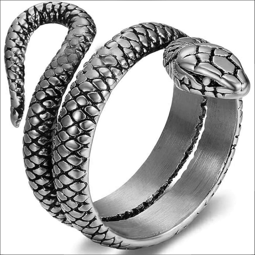 JewelryWe Jewellery Men's Ring Snake Ring Stainless Steel Double Row;Joyería Joyería Anillo para Hombre Anillo de Serpiente Doble Fila de Acero Inoxidable 3 jewelrywe-jewellery-mens-ring-snake-ring-stainless-steel-double-row-silver.jpg