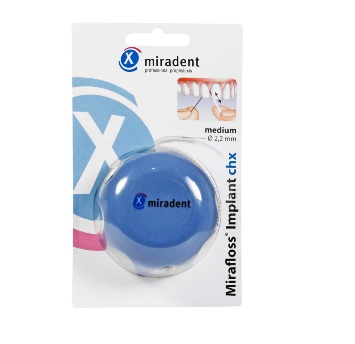 MIRADENT Dental floss Miraflos implant CHX medium, 50x15 cm
