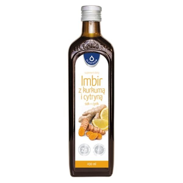 OLEOFARM NFC juice ginger with turmeric and lemon with zinc 490 ml