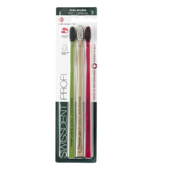 SWISSDENT Colors Toothbrush Soft-Medium Festive 3 pcs