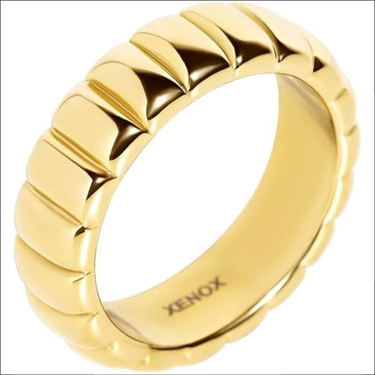 XENOX® Frame Duo Ring - Women's Ring Made of High-Quality Stainless Steel;Anillo XENOX ® Frame Duo-Anillo para Mujer fabricado en Acero Inoxidable de Alta Calidad 4 xenox®-bold-bubble-ring-womens-ring-made-of-high-quality-stainless-steel-gold-coloured.jpg