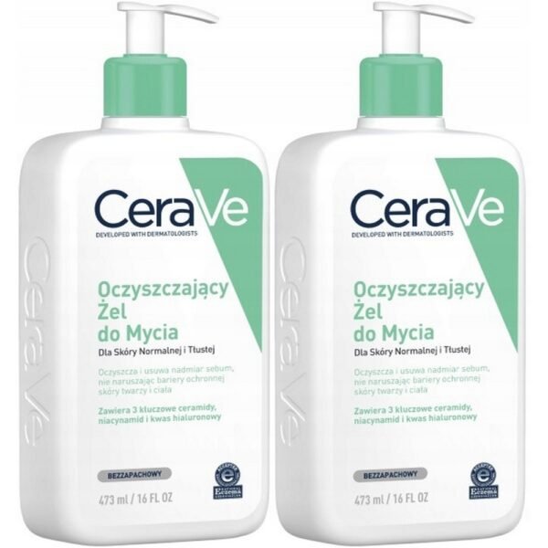 L'Oreal,2× CeraVe 473 ml cleansing cleansing gel,2× CeraVe 473 ml oczyszczający żel do mycia