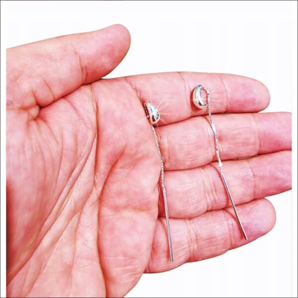 925 SILVER EARRINGS HANGING LONG STUD THREADED TEARDROP 925;PENDIENTES DE PLATA 925 COLGANTES DE LÁGRIMA ROSCADA CON PERNO LARGO 925