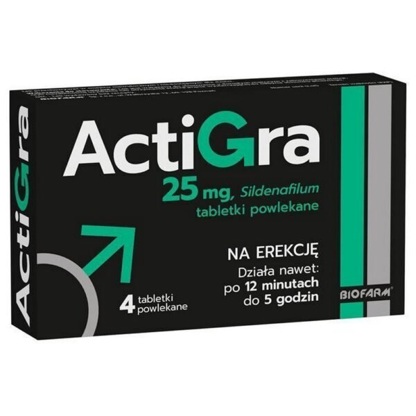 Biofarm Sp. z o.o.,Actigra 25mg, 4 tablets,Actigra 25mg, 4 tabletki