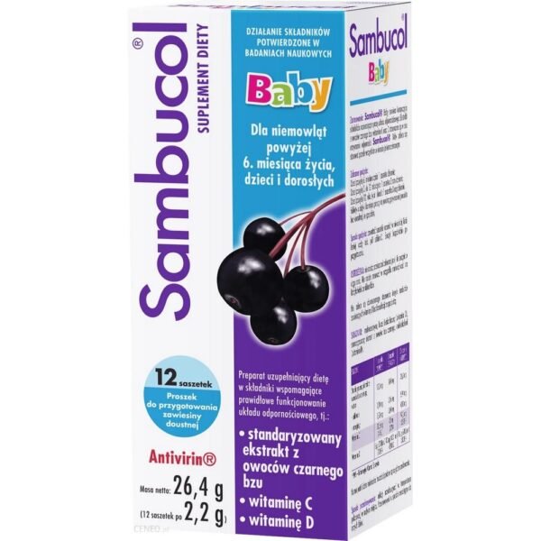 Adamed Sp. z o.o.,Adamed Sambucol Baby dietary supplement black elderberry 2.2 g 12 sachets,Suplement diety Adamed Sambucol Baby czarny bez 2,2 g 12 saszetek