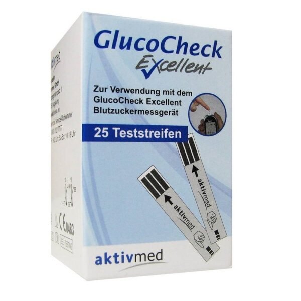 Aktivmed Gluco Check Excellent test strips (25 pieces),Aktivmed Gluco Check Excellent Teststreifen (25 Stk.)