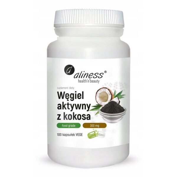 Aliness,Aliness Activated Coconut Charcoal PURE WITHOUT ADDITIVES,Aktywowany węgiel kokosowy Aliness CZYSTY BEZ DODATKÓW