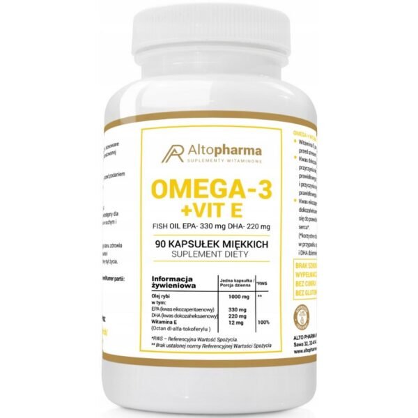 Alto Pharma,Omega-3 + vitamin E dietary supplement ,90 pcs.Suplement diety Omega-3 + witamina E, 90 szt.