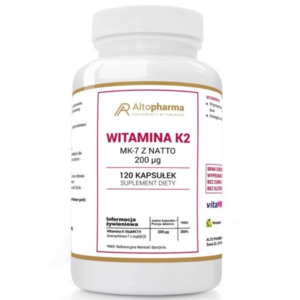 Alto Pharma,VITAMIN K2 VitaMK7 dietary supplement ,120 pcs,WITAMINA K2 VitaMK7 suplement diety