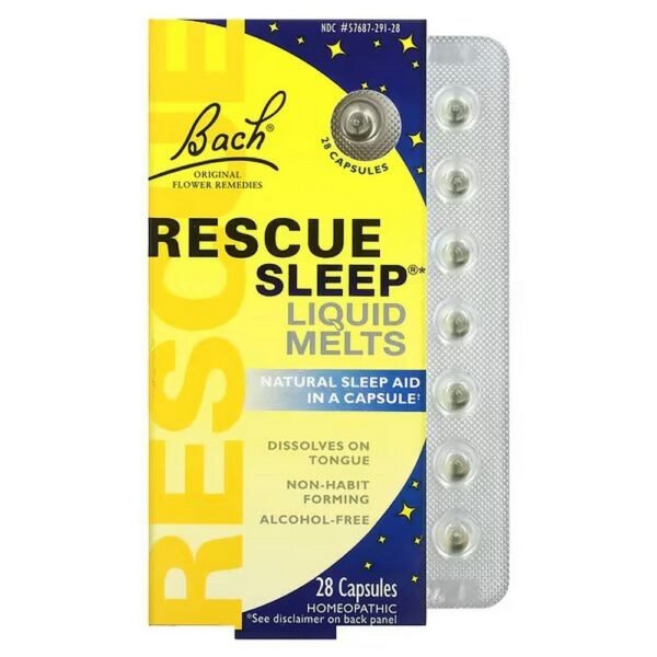 Bach, Original Flower Remedies, Rescue Sleep Liquid Melts, 28 capsules,Bach, Original Flower Remedies, Rescue Sleep Liquid Melts, 28 Kapseln