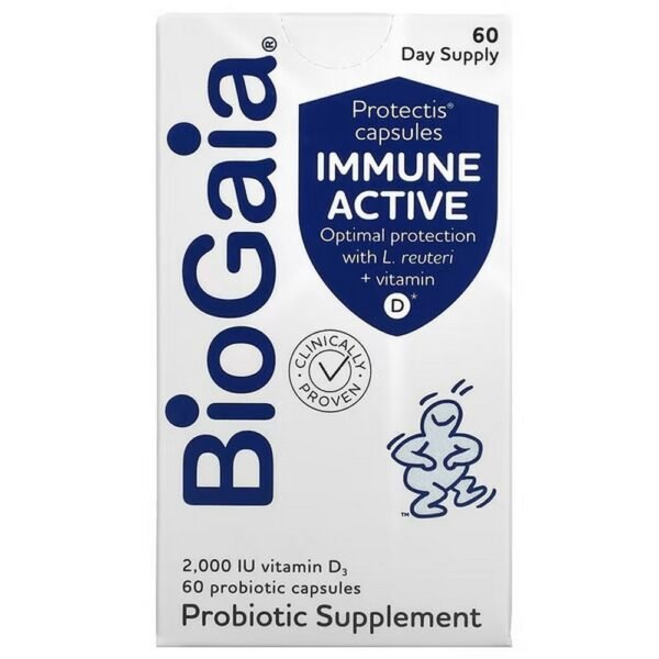 BioGaia, Immune Active, Protectis capsules, 2,000 IU, 60 probiotic capsules,BioGaia, Immune Active, капсулы Protectis, 2000 МЕ, 60 капсул с пробиотиками
