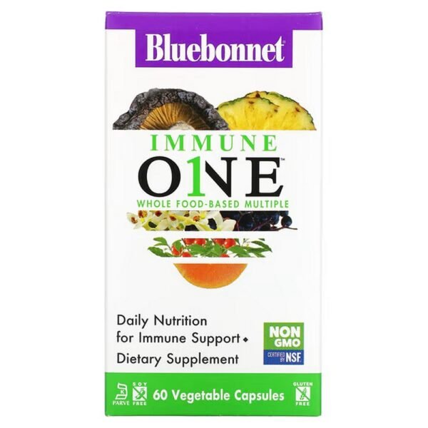 Bluebonnet Nutrition, Immune One, Whole Food Based Multiples, 60 Vegetable Capsules,Bluebonnet Nutrition, Immune One, комплексные продукты на основе цельных продуктов, 60 растительных капсул