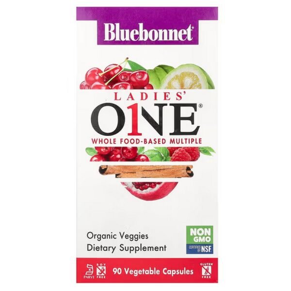 Bluebonnet Nutrition, Ladies' ONE, whole food multiplex, 90 vegetable capsules,Bluebonnet Nutrition, Ladies' ONE, комплекс цельнопищевых продуктов, 90 растительных капсул