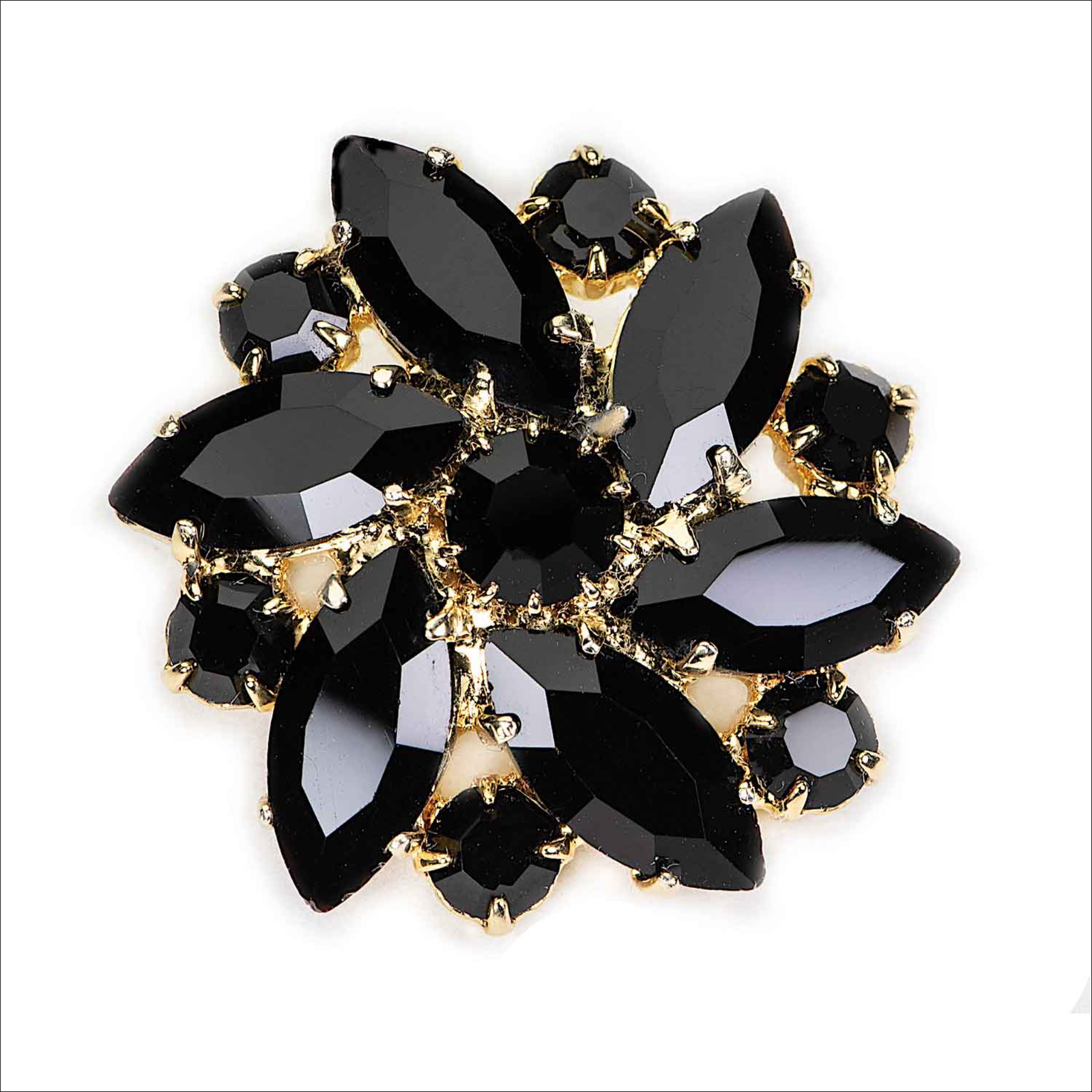 Brooch Black Gold Rosette Crystals Jet Kiara Gift Elegant Vintage;Broche Roseta de Oro Negro Cristales Jet Kiara Regalo Elegante Vintage 1 Brooch Black Gold Rosette Crystals Jet Kiara Gift Elegant Vintage;Broche Roseta de Oro Negro Cristales Jet Kiara Regalo Elegante Vintage