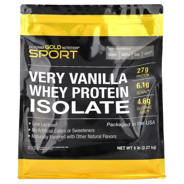California Gold Nutrition, Very Vanilla Whey Protein Isolate, 2.27 kg (5 lbs.),California Gold Nutrition, Very Vanilla Whey Protein Isolate, Molkenproteinisolat mit intensivem Vanillegeschmack, 2,27 kg (5 lbs.)