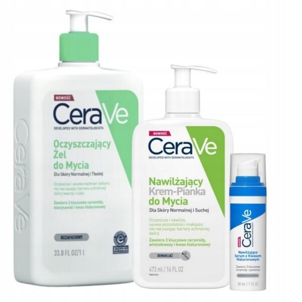 L'Oreal,CeraVe Hyaluronic Acid Serum Set 30ml, Moisturizing Cream-Foam 473ml,CeraVe Zestaw Serum Kwas Hialuronowy 30ml, Krem-Pianka Nawilżający 473ml