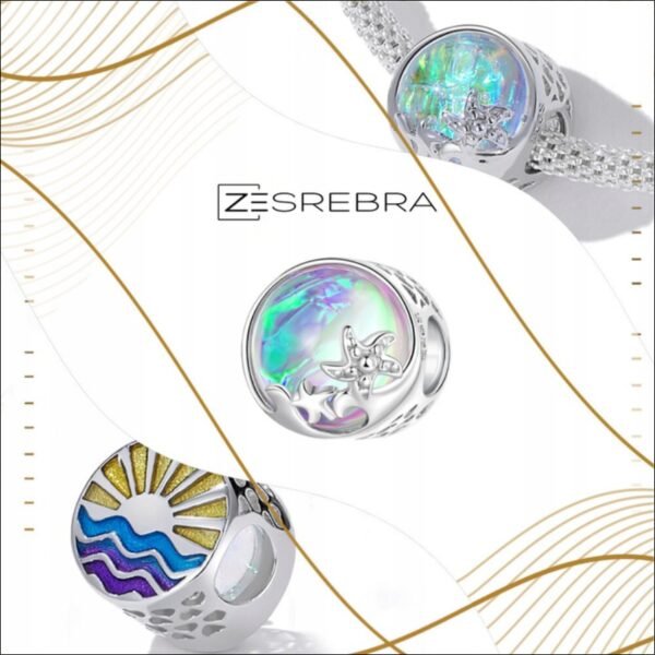 CHARMS OCEAN silver 925 opal bead starfish sea charms pr S925;DIJES OCÉANO plata 925 abalorios de ópalo estrella de mar dijes mar parís 925