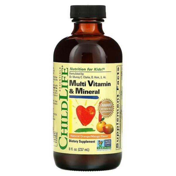 ChildLife Essentials, Vital Multivitamins & Minerals, Natural Orange Mango Flavor, 8 fl oz (237 ml),ChildLife Essentials, Lebenswichtige Multivitamine & Mineralien, natürlicher Orangen-Mango-Geschmack, 8 fl oz (237 ml)