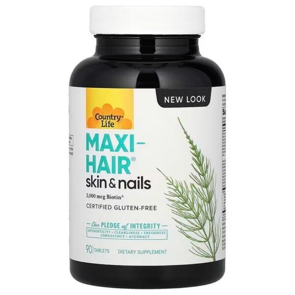 Country Life, Maxi-Hair, Skin & Nails, dietary supplement for skin and nails, 90 tablets,Country Life, Maxi-Hair, Skin & Nails, Nahrungsergänzungsmittel für Haut und Nägel, 90 Tabletten
