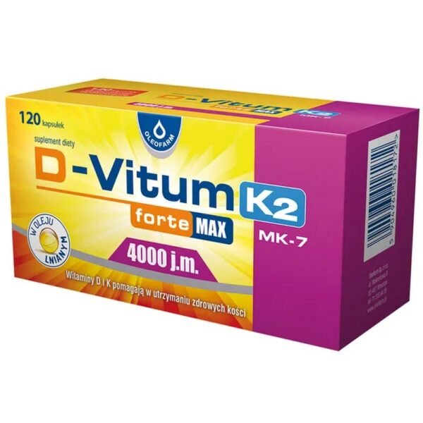 D-VITUM FORTE MAX 4000 J.M. K2 MK 7 120 KAPSUŁEK,D-VITUM FORTE MAX 4000 IU K2 MK 7 120 CAPSULES