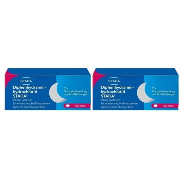 Diphenhydramine hydrochloride Stada 50 mg tablets 2 x 20 pieces, Diphenhydramin-hydrochlorid Stada 50mg Tabletten 2x20 Stk.