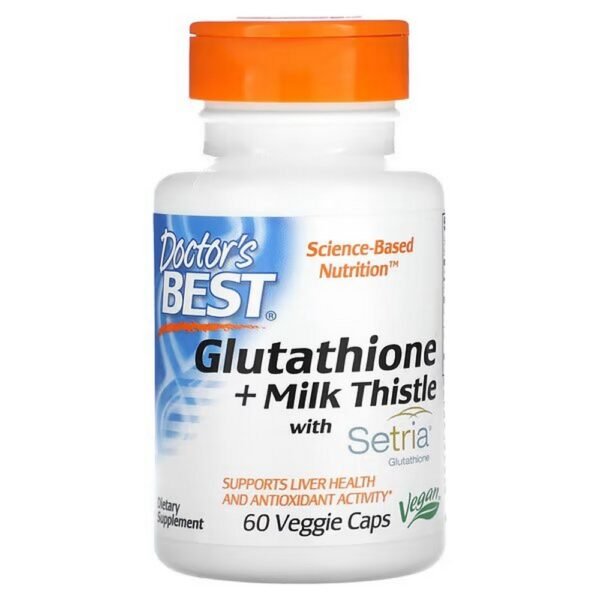 Doctor's Best, Glutathione + Milk Thistle, 60 Vegetable Capsules,Doctor's Best, Glutathion + Mariendistel, 60 pflanzliche Kapseln