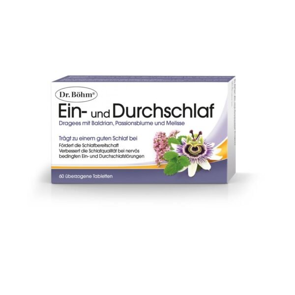 Dr. Böhm tablets for falling asleep and staying asleep, 60 pieces,Dr. Böhm Ein- und Durchschlaf Dragees, 60 Stück