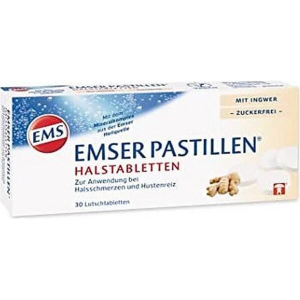 Emser Pastillen zuckerfrei mit Ingwer, 30 Stück,Emser pastilles sugar-free with ginger