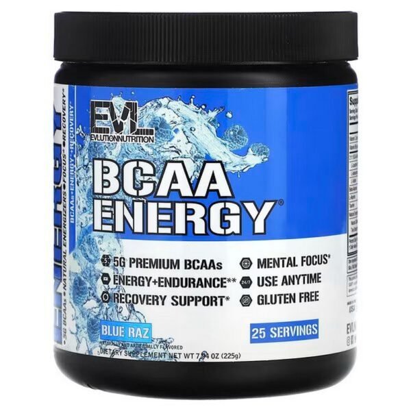 EVLution Nutrition, BCAA Energy, Blue Raz, 7.94 oz (225 g),EVLution Nutrition, BCAA Energy, Blue Raz, 225 g (7,94 oz.)