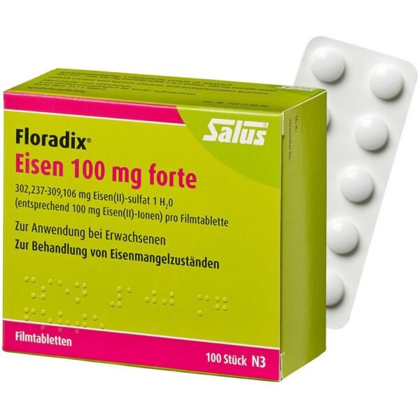 Floradix iron 100 mg forte film-coated tablets (100 pieces), Floradix Eisen 100 mg forte Filmtabletten (100 Stk.)