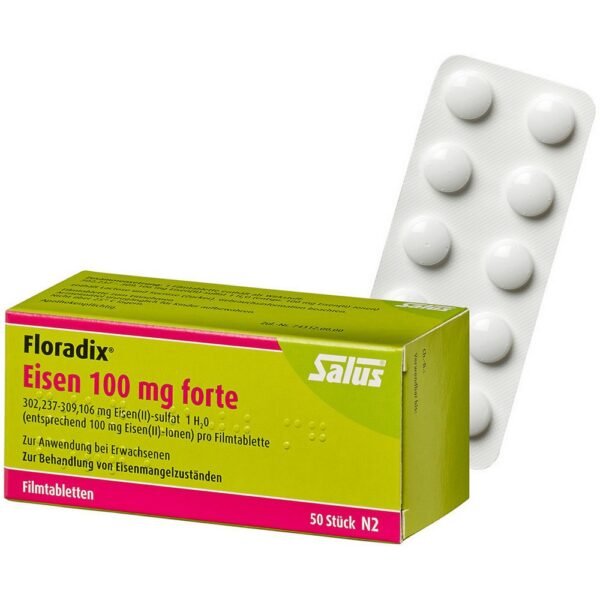 Floradix iron 100 mg forte film-coated tablets (50 pieces), Floradix Eisen 100 mg forte Filmtabletten (50 Stk.)