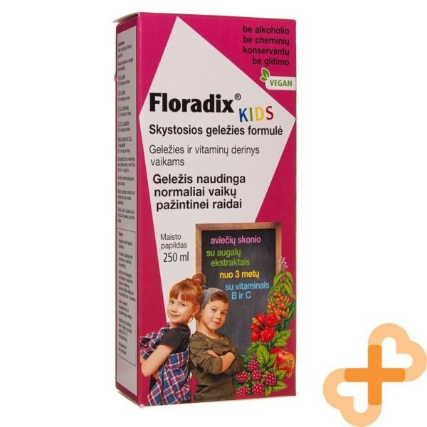 Floradix Children's Liquid Iron Supplement 250ml Vitamins for Children Raspberry, Floradix Kinder-Flüssig-Eisen-Ergänzungsmittel, 250 ml, Vitamine für Kinder, Himbeere