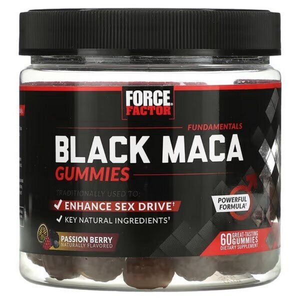 Force Factor, Fundamentals, black maca, passionberry, 60 gummies,Force Factor, Fundamentals, schwarzes Maca, Passionsbeere, 60 Fruchtgummis