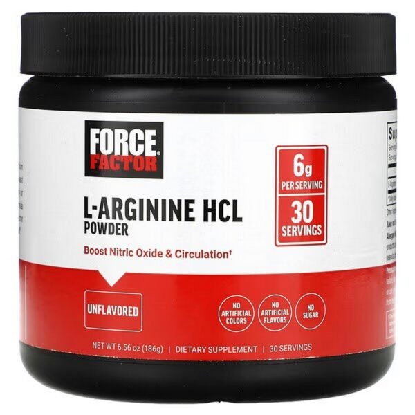 Force Factor, L-Arginine HCL Powder, Unflavored, 186 g (6.56 oz.),Force Factor, L-Arginin-HCL-Pulver, geschmacksneutral, 186 g (6,56 oz.)