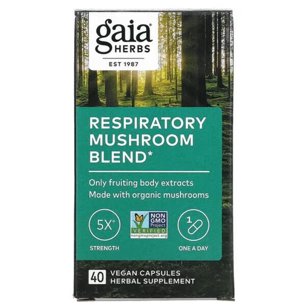 Gaia Herbs, respiratory mushroom mix, 40 vegan capsules,Gaia Herbs, Pilzmischung für die Atemwege, 40 vegane Kapseln
