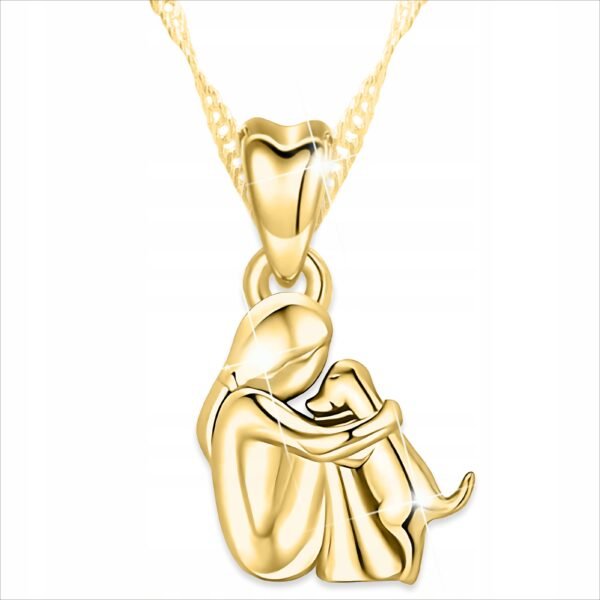 Gold Necklace Girl with Dog GOLD PLATED 585 bff Dog SILVER 925
