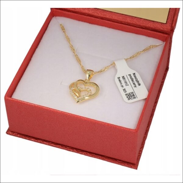Gold Necklace Women's Chain Pendant Heart SILVER 925 50cm For Gift