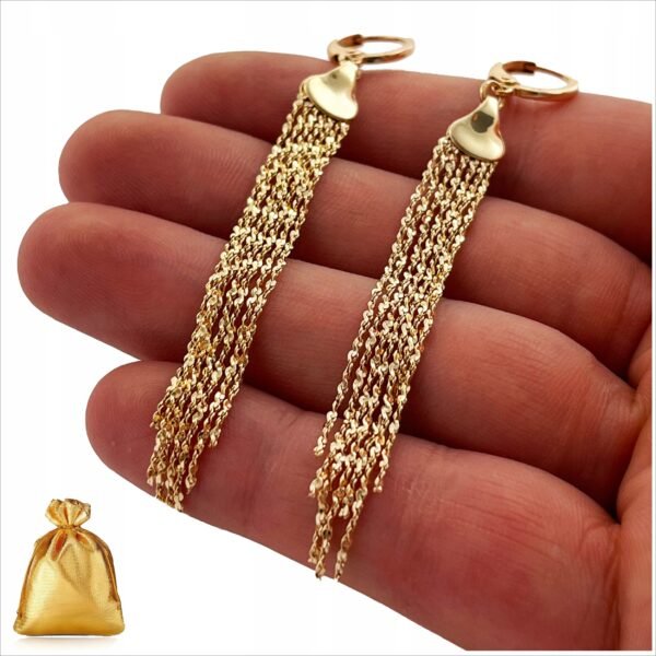 GOLD SURGICAL STEEL EARRINGS, HANGING, FOR WOMAN MOTHER WIFE DAUGHTER;PENDIENTES DE ACERO QUIRÚRGICO DE ORO, COLGANTES, PARA MUJER MADRE ESPOSA HIJA