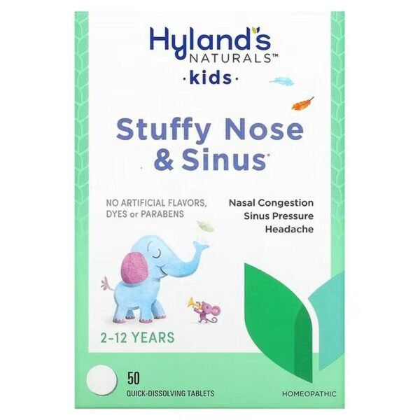Hyland's Naturals, Kids, Stuffy Nose and Sinus, 2-12 Years, 50 Quick-Dissolving Tablets,Hyland's Naturals, 4 Kinder, verstopfte Nase und Nebenhöhlen, 2–12 Jahre, 50 schnellauflösende Tabletten