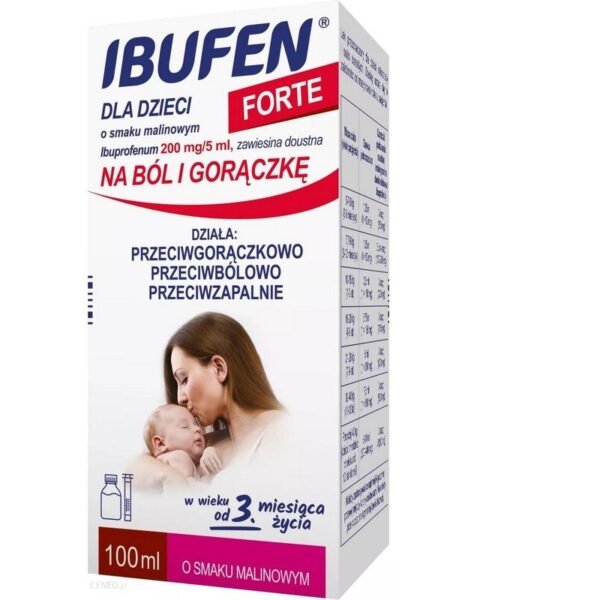 Ibufen Forte for children 200 mg/5 ml raspberry flavor suspension 100 ml