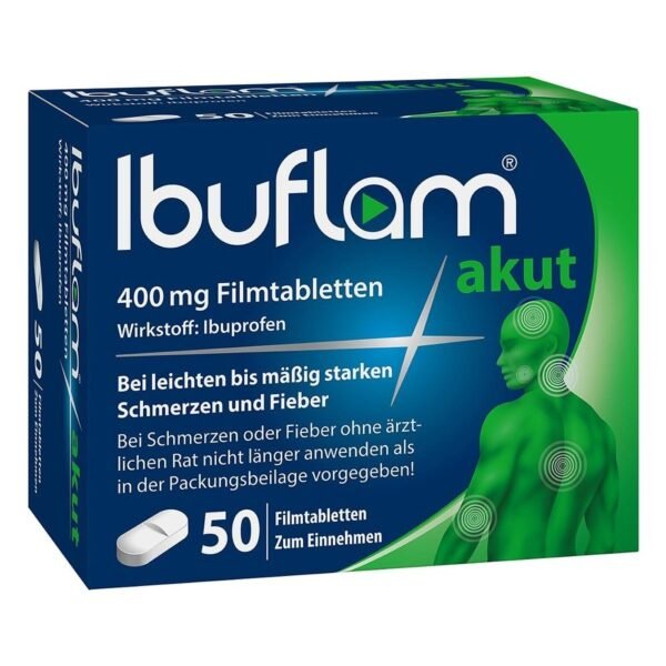 Ibuflam® acute: 400 mg ibuprofen pain tablets (50 pieces),Ibuflam® akut: 400 mg Ibuprofen Schmerztabletten (50 stk)