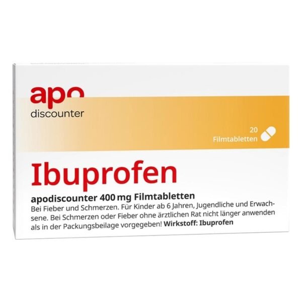 Ibuprofen 400 mg painkillers from apodiscounter (20 pieces),Ibuprofen 400 mg Schmerztabletten von apodiscounter (20 stk)
