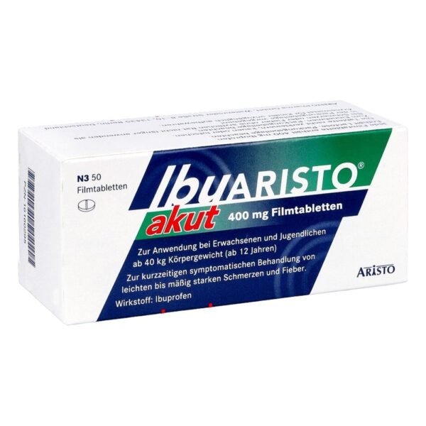 Ibuprofen Ibuaristo acute 400 mg film-coated tablets against pain (50 pieces),Ibuprofen Ibuaristo akut 400 mg Filmtabletten gegen Schmerzen (50 stk)