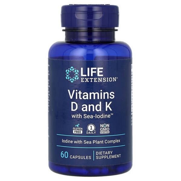 Life Extension, Vitamin D and K with Sea Iodine, 60 capsules,Life Extension, Vitamin D und K mit Meer-Jod, 60 Kapseln