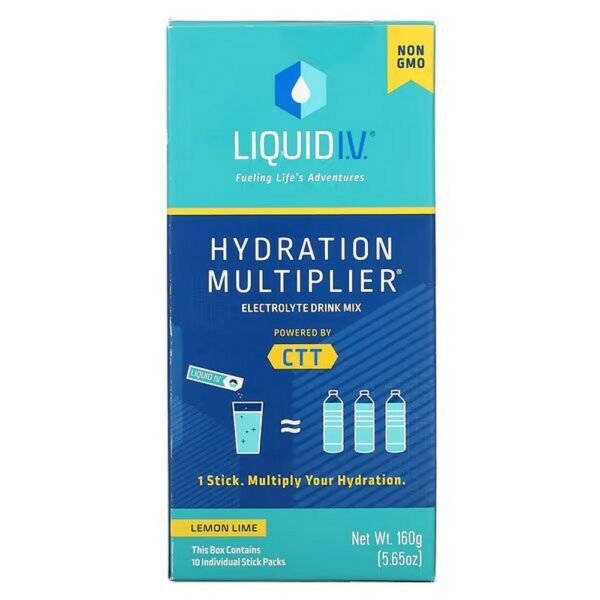 Liquid IV, Hydration Multiplier, Electrolyte Drink Mix, Lemon Lime, 10 Individual Stick Packs, 16 g (0.56 oz.) Each,Liquid I.V., Elektrolyt-Getränkemischung, Zitrone-Limette, 10 einzelne Stick Packs, je 16 g (0,56 oz.)
