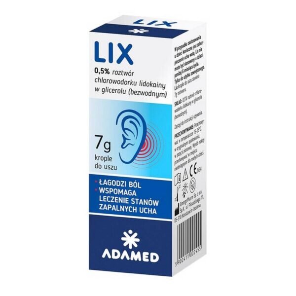 Adamed Sp. z o.o.,LIX 0.5% ear drops 7 g,LIX 0,5% krople do uszu 7 g