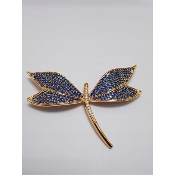 lux golden dragonfly brooch 18k gp sapphire crystals gift box